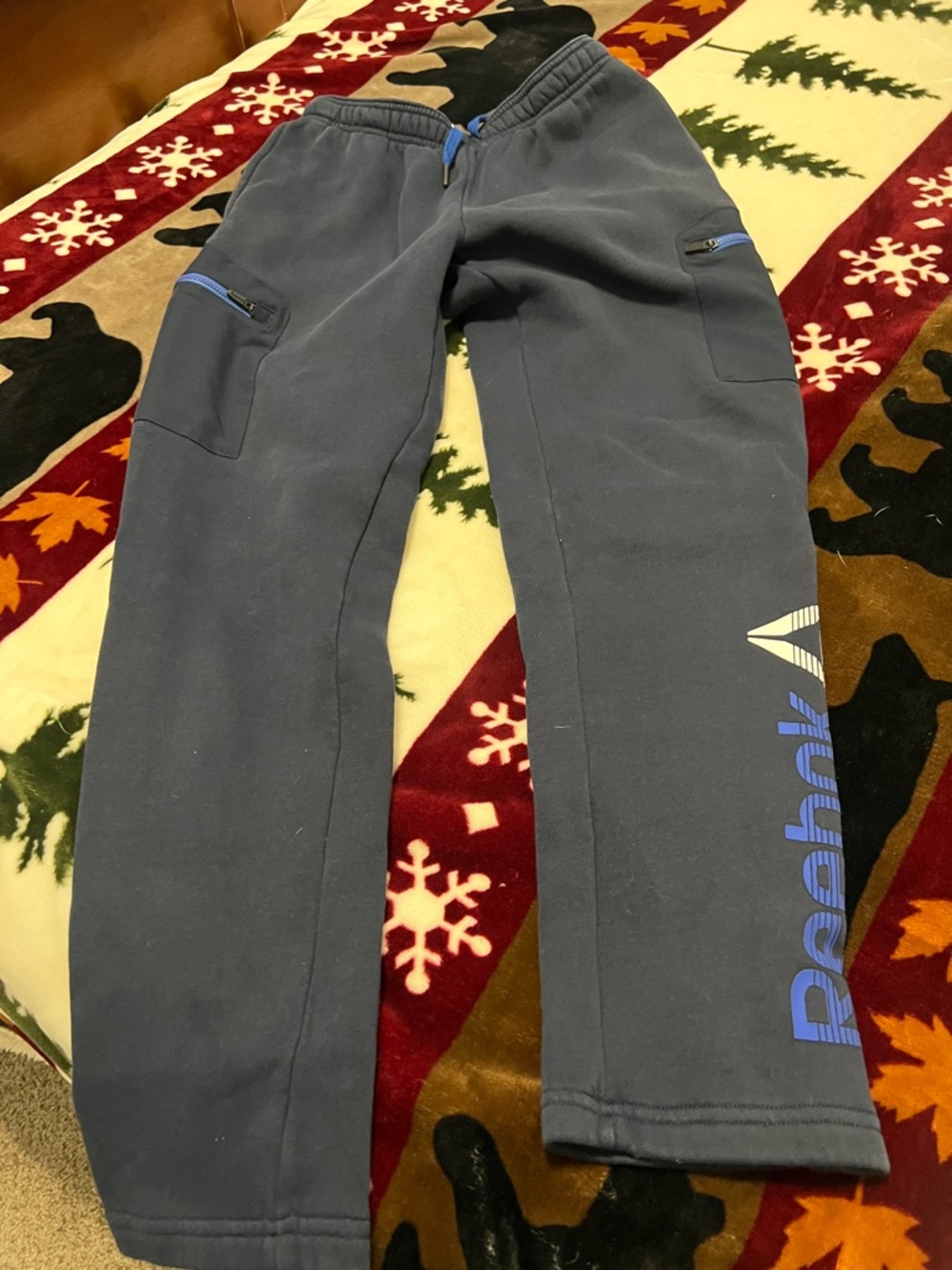 Reebok Navy Blue Logo Waistband Sweatpants